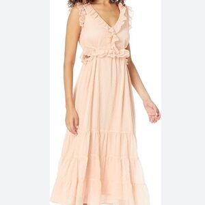 Moon River Peach Maxi Dress with Ruffles